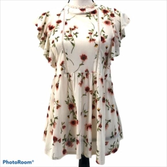 Ivy Rose Peplum Top with a Flutter Sleeve - Picture 1 of 6